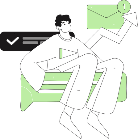 Man sending message to customer service  Illustration