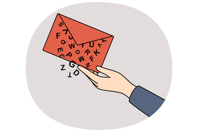Man sending message using post card  Illustration