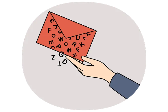 Man sending message using post card  Illustration