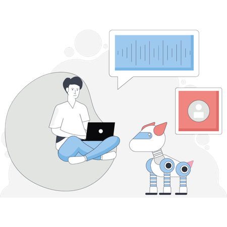 Man sending voice note  Illustration