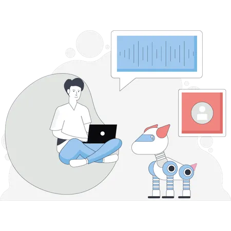 Man sending voice note  Illustration