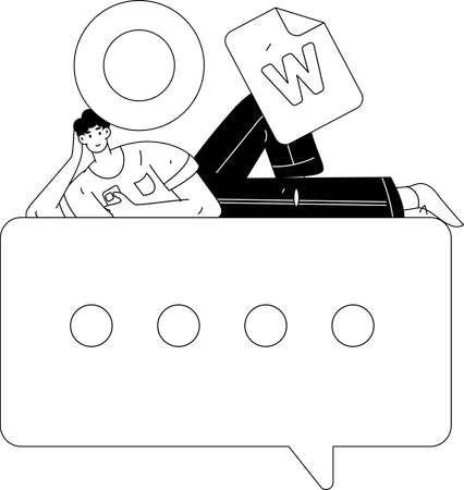 Man sending word file  Illustration