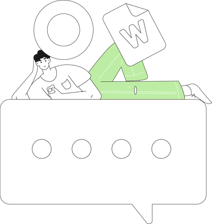Man sending word file  Illustration