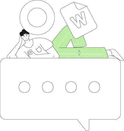 Man sending word file  Illustration
