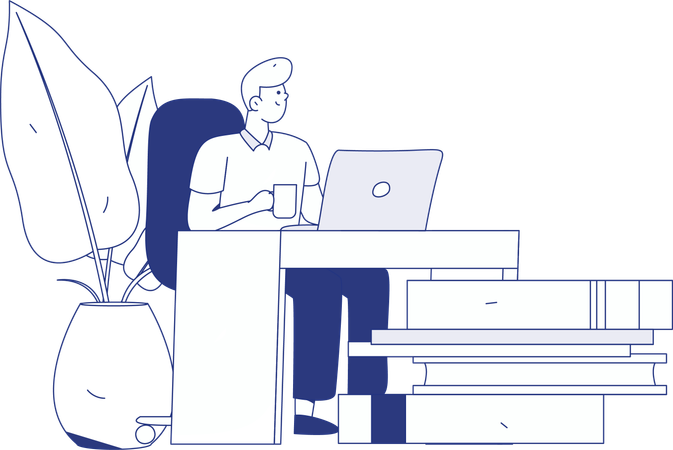 Man sending word file  Illustration