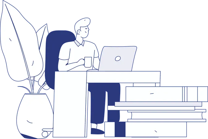 Man sending word file  Illustration