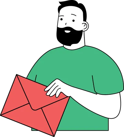 Man sends email to clients  Illustration