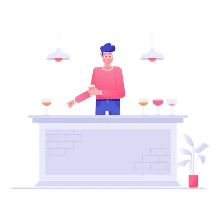 Man Serving Beer In Bar  Illustration