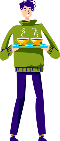 Man serving coffee  Illustration