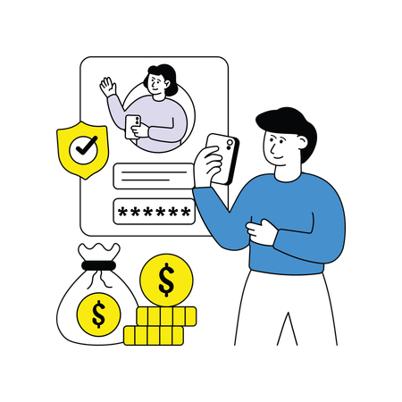 Man Set Investment Account Security  Illustration