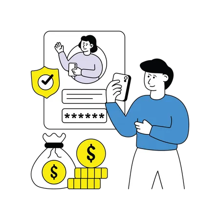 Man Set Investment Account Security  Illustration