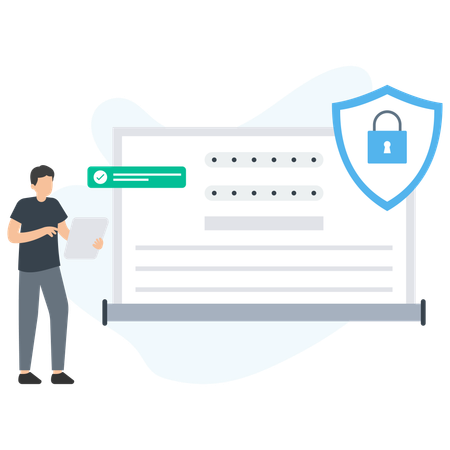 Man set Login Security  Illustration