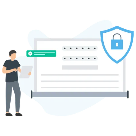 Man set Login Security  Illustration