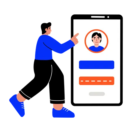ユーザーパスワードを入力する男性  イラスト