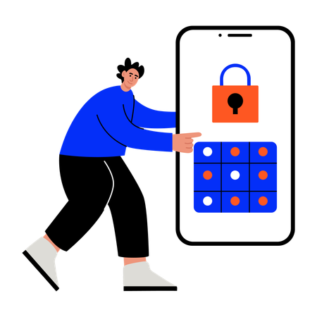 カードのPINを変更する男性  イラスト