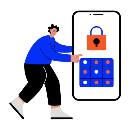 カードのPINを変更する男性  イラスト