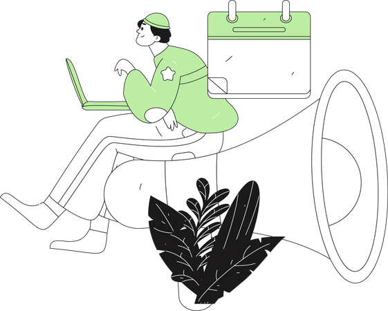 Man sets timing for shopping notifications  Illustration