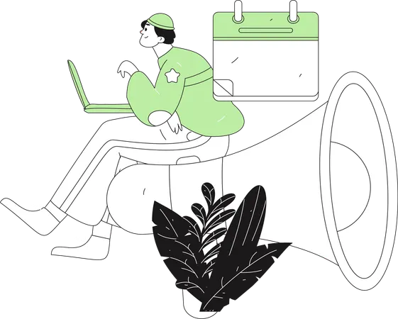 Man sets timing for shopping notifications  Illustration
