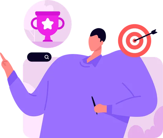 Man Setting Achievement Goal  Illustration