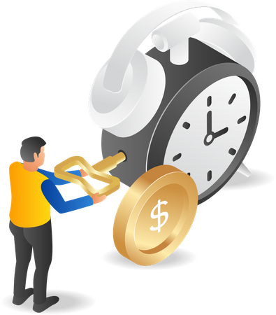 Man setting alarm clock for business plan reminder  Illustration