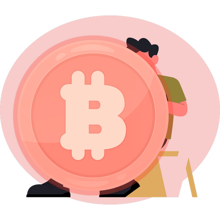 Man setting bitcoin  Illustration