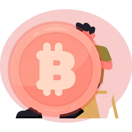 Man setting bitcoin  Illustration