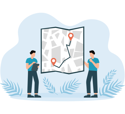 Man setting business location  Illustration