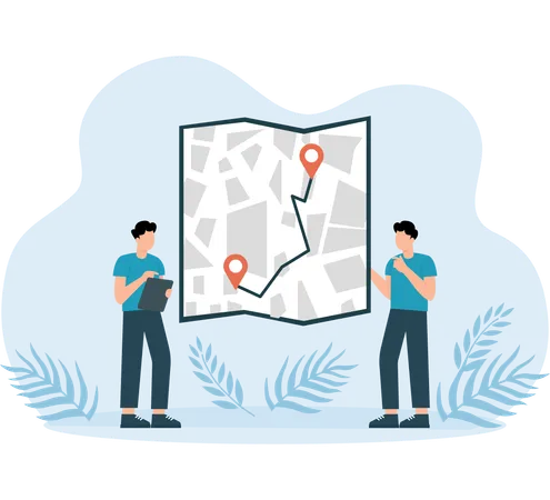 Man setting business location  Illustration