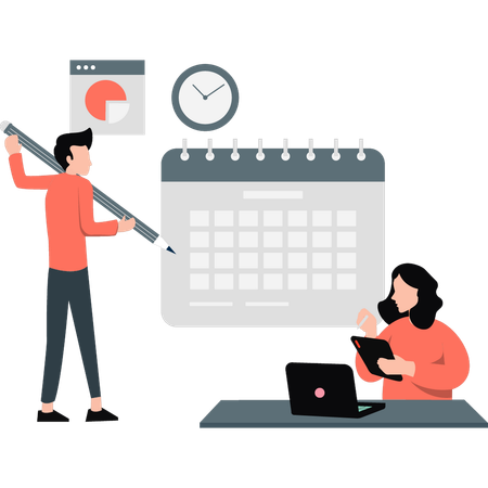 Man setting calendar  Illustration