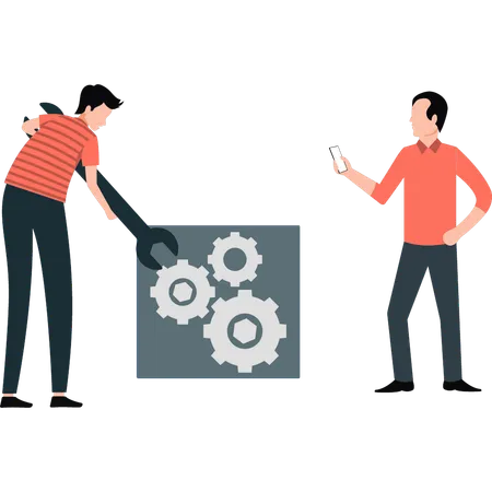 Man setting company teamwork  Illustration