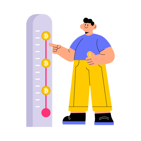 Man setting cryptocurrency price meter  Illustration