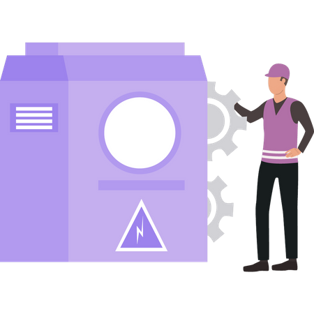 Man setting fuse box  Illustration