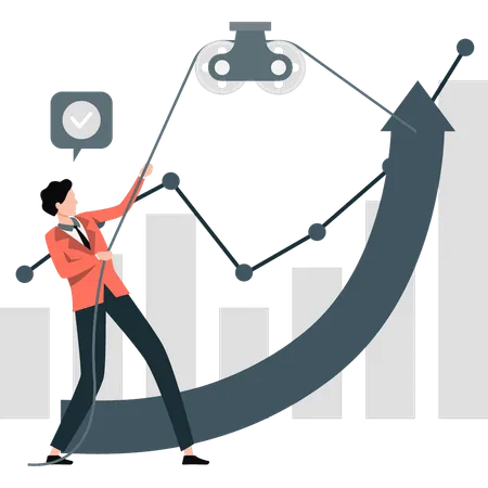 Man setting graph arrow  Illustration