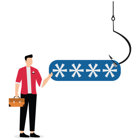 Man setting strong pin to prevent hack  Illustration