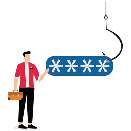 Man setting strong pin to prevent hack  Illustration
