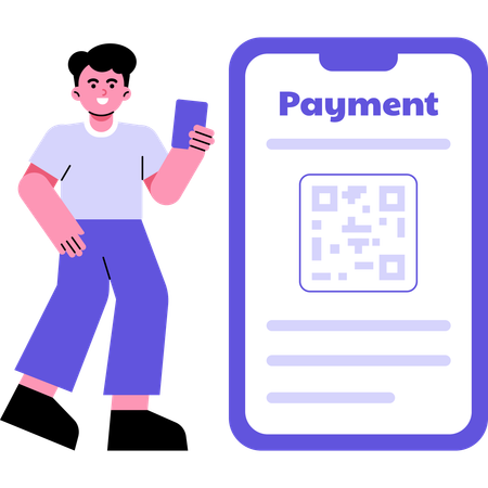 Man Setting Up Automatic Payments for Bills  Illustration