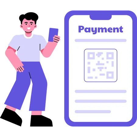 Man Setting Up Automatic Payments for Bills  Illustration