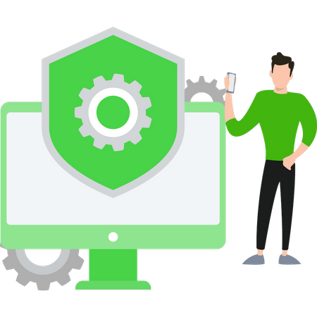 Man setting up monitor  Illustration