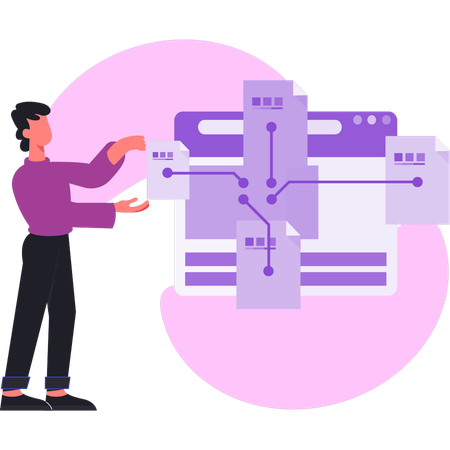 Man setting up networking equipment  Illustration