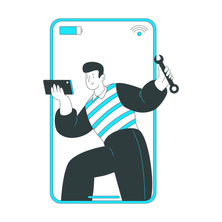Man setting up wifi  Illustration