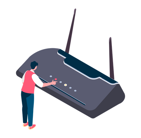 Man setting WIFI device  Illustration