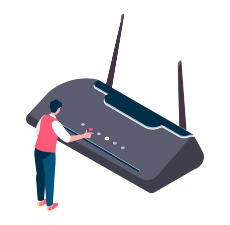 Man setting WIFI device  Illustration