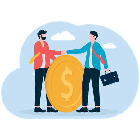 Man shake hands over banknotes  Illustration