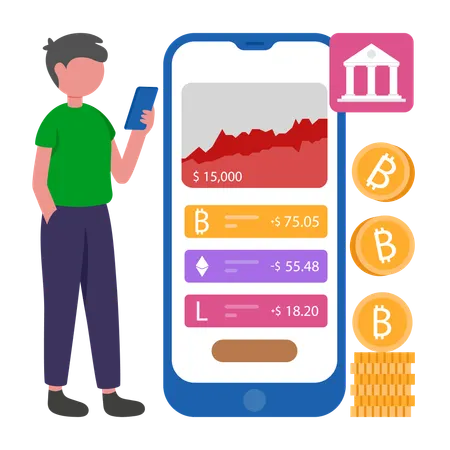 Man shares his Crypto Portfolio  Illustration