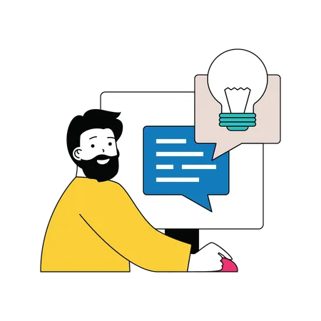 Man sharing business idea online  Illustration