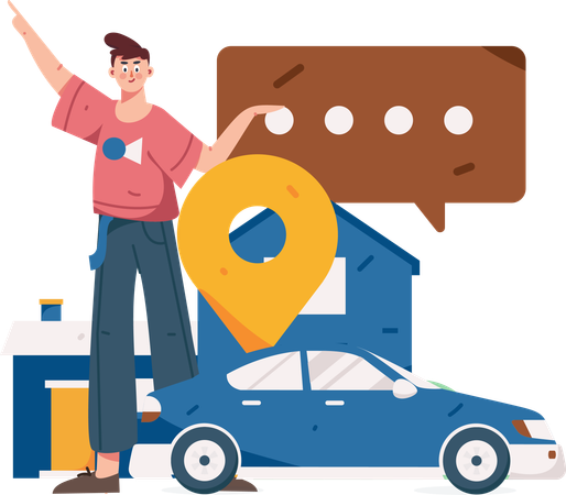 Man sharing feedback about taxi ride experience  Illustration