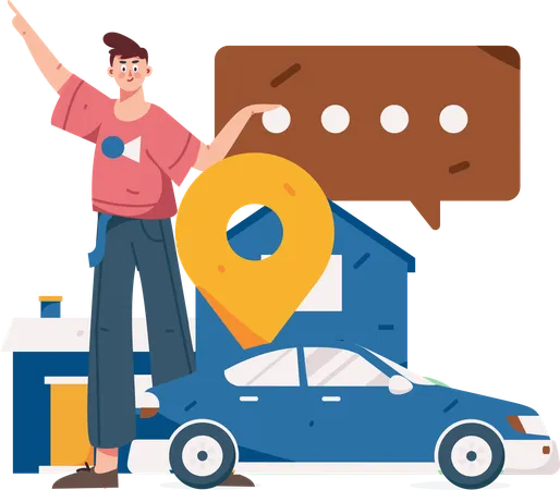 Man sharing feedback about taxi ride experience  Illustration