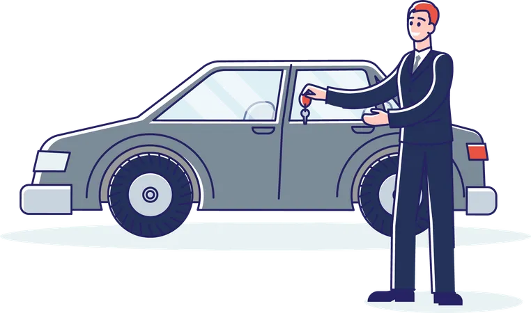 Man sharing his vehicle as rental service  Illustration