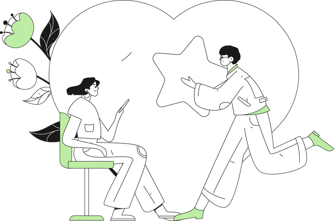 Man sharing love feeling to woman  Illustration