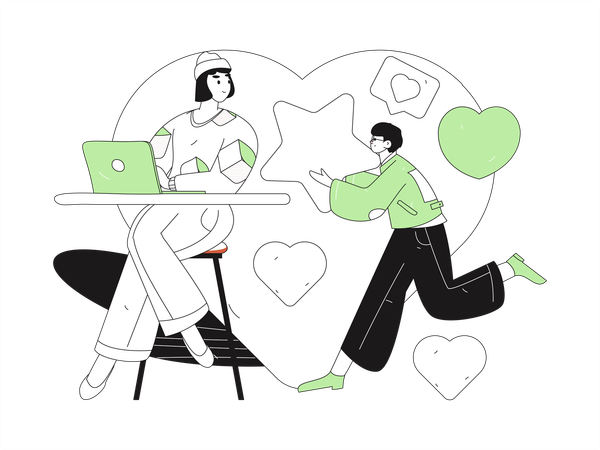 Man sharing love feeling to woman  Illustration